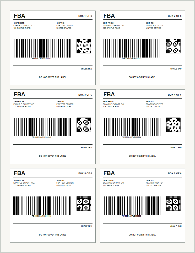 大页面内包含多张 FBA 标签的脱敏示意图，系统会按实际标签数量逐张识别